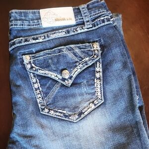 Grace in LA Blue Boot Cut Jeans with Decorative Stitching